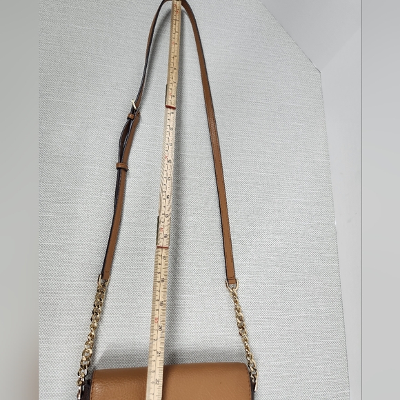 Michael Kors Half Dome Brown Acorn Leather Crossbody Bag - Picture 14 of 16